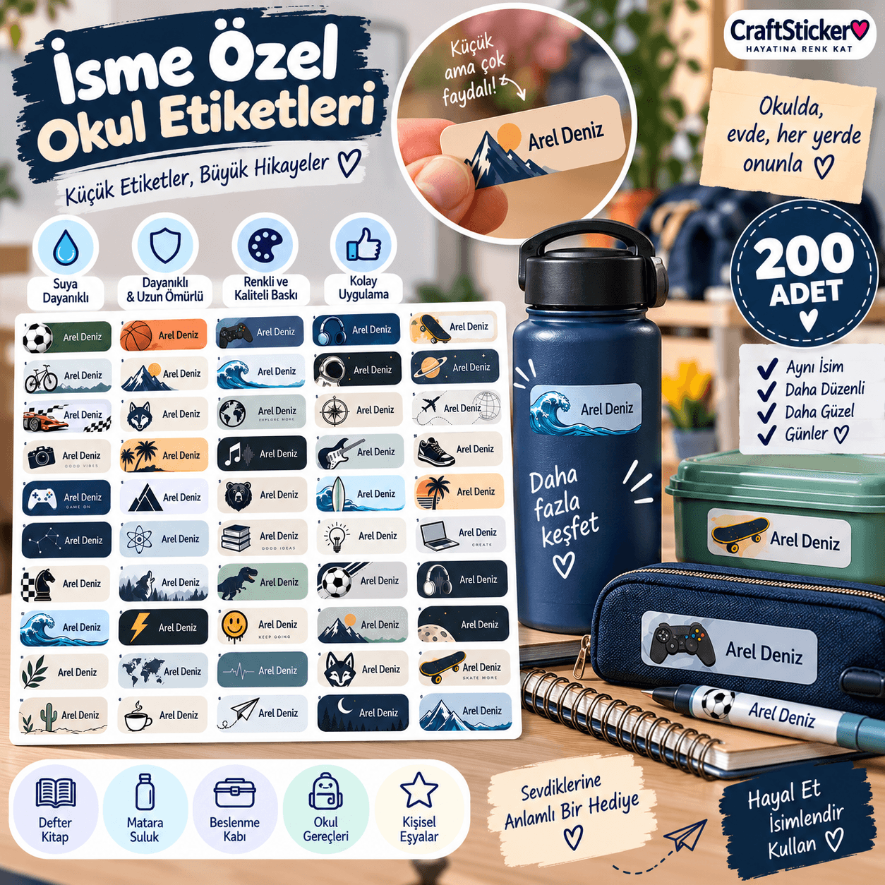Genç Çocuklar İçin Kişiye Özel İsim Sticker