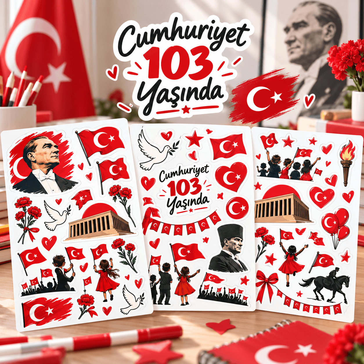 29 Ekim Cumhuriyet Bayramı Etiket Seti