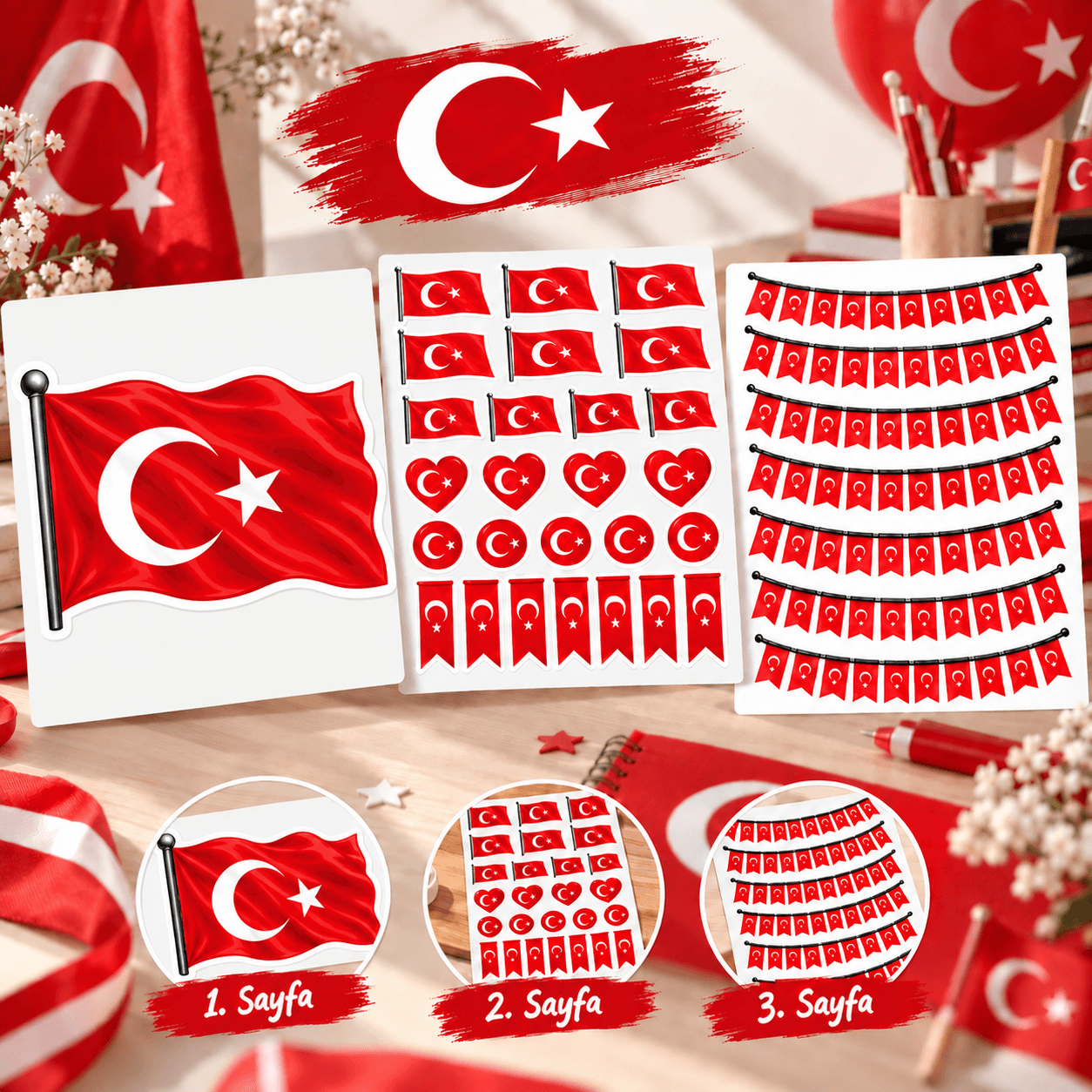 Türk Bayrağı Sticker Seti